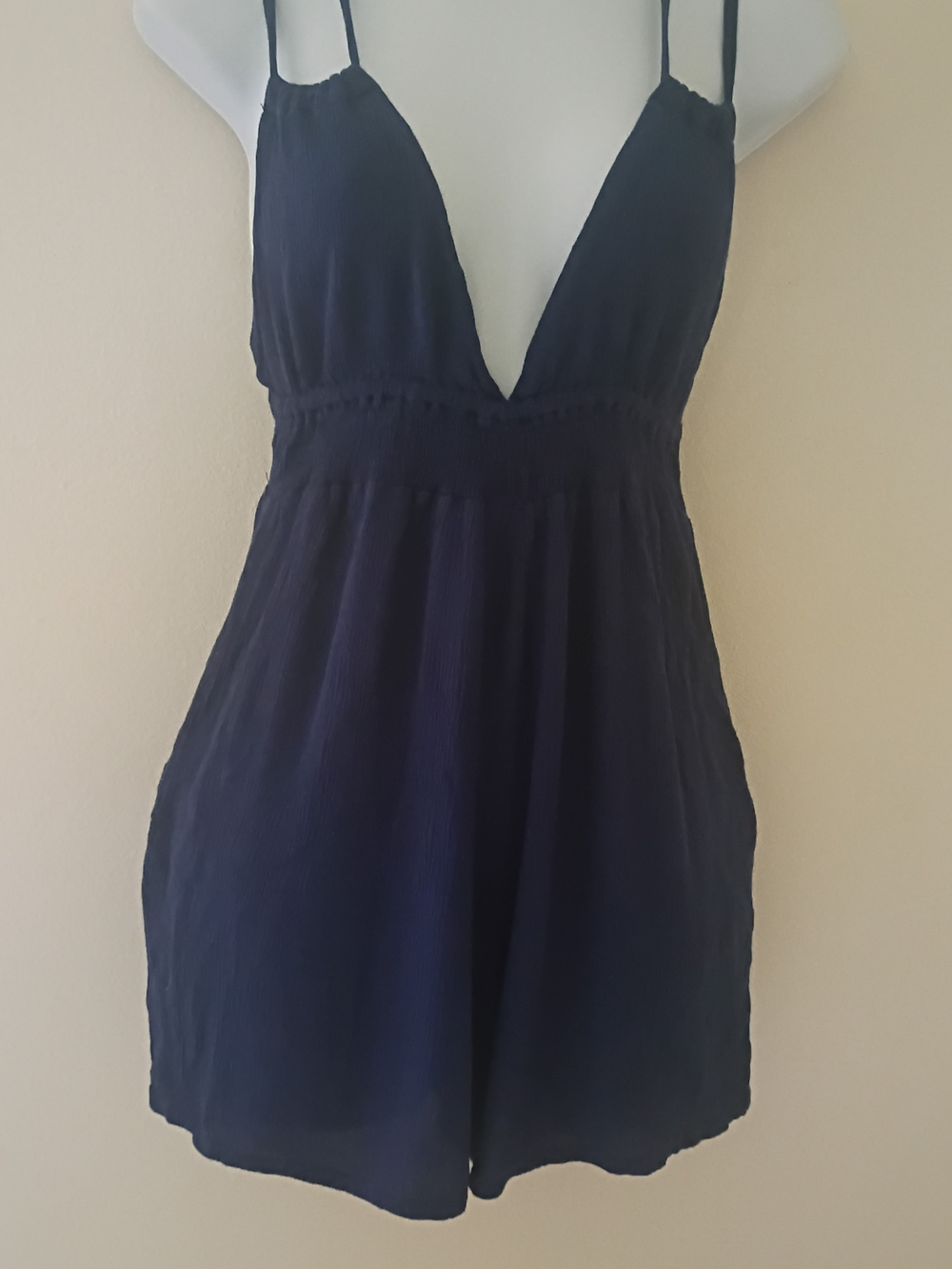 Navy Deep V Strappy Romper